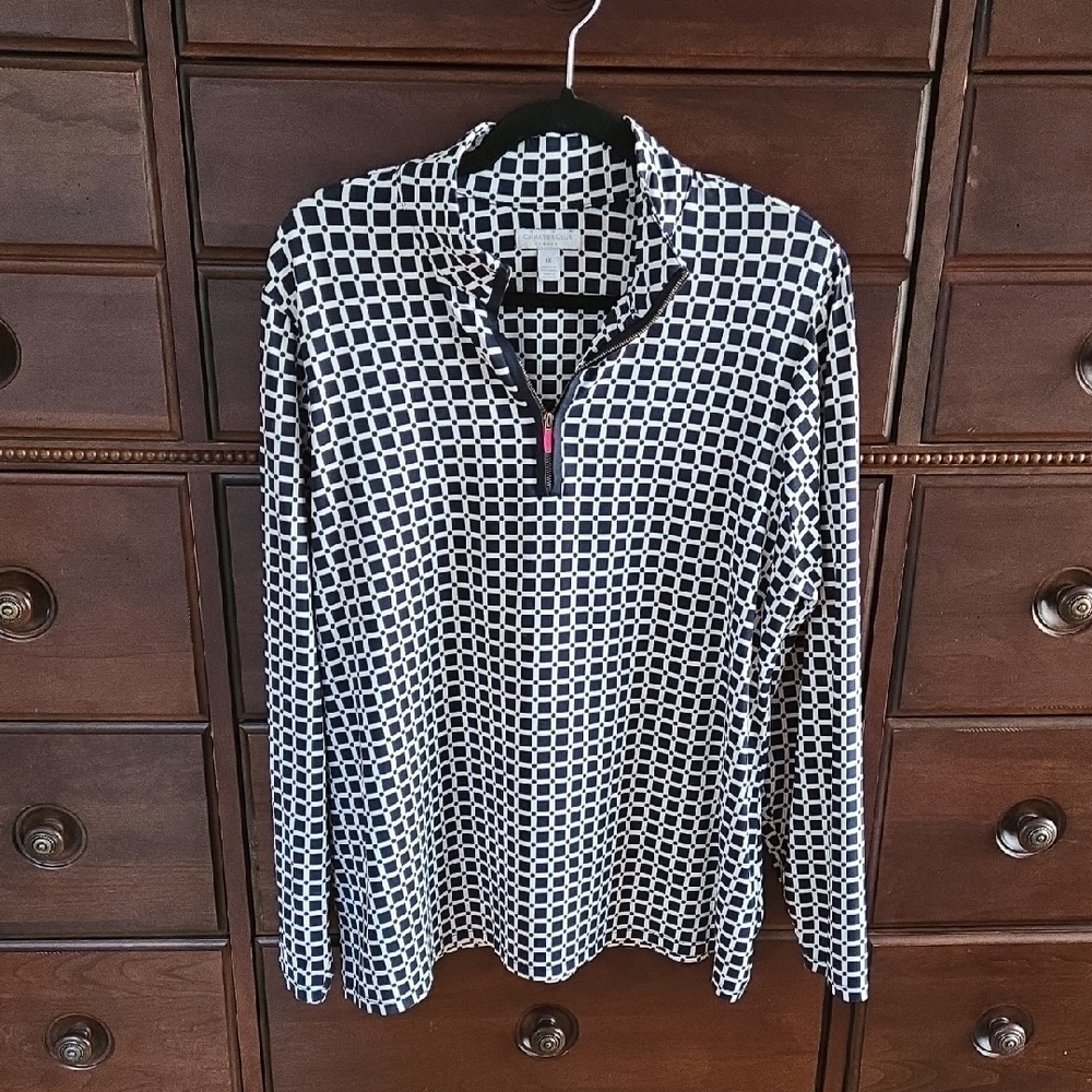 Women's Charter Club Quarter Zip Pullover. Size 1x. Navy and white. Like new!